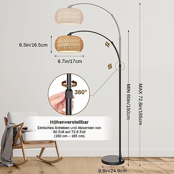MUPOO Stehlampe LED Stehleuchten,Rattan Boho LED günstig online kaufen