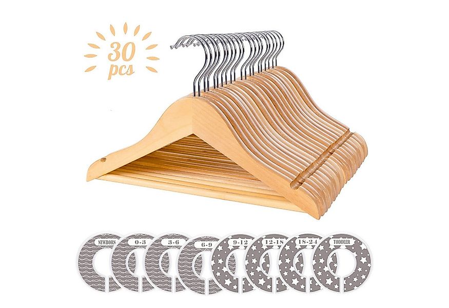ElitVita Kleiderbügel Baby Holz Kinderkleiderbügel, mit Hosensteg und Kleid günstig online kaufen
