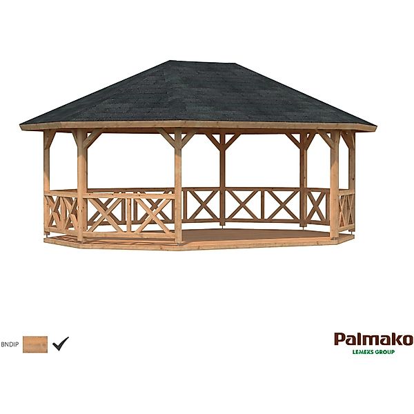 Palmako Holz-Pavillon Betty Braun tauchgrundiert 615 cm x 465 cm ohne Fußbo günstig online kaufen