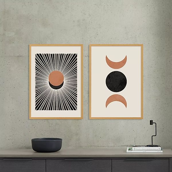 N Minet 'Sunset Moonrise' 2 x gerahmte Kunstdrucke (A3) - MADE.com günstig online kaufen
