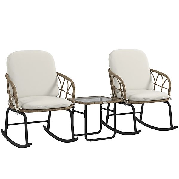 Outsunny Sitzgruppe Rattan Schaukelstuhl-Set, Gartenmöbel-Set mit günstig online kaufen