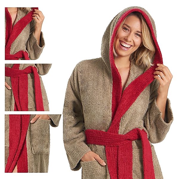 aqua-textil Bademantel Saunamantel Frottee Kapuze für günstig online kaufen