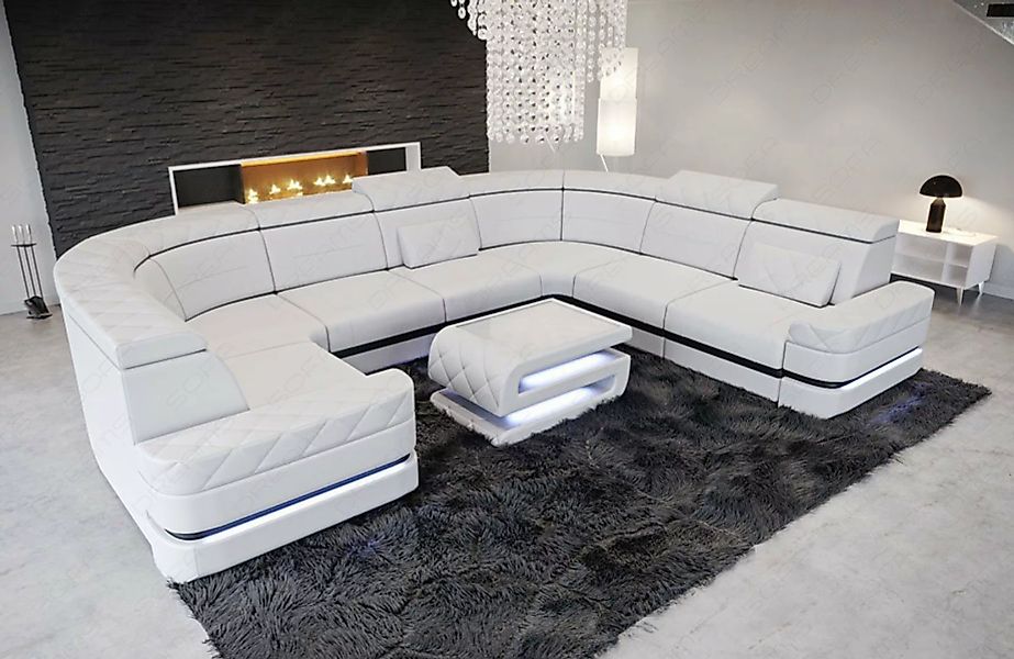 Sofa Dreams Wohnlandschaft Couch Sofa Leder Positano U Form Ledercouch, Led günstig online kaufen