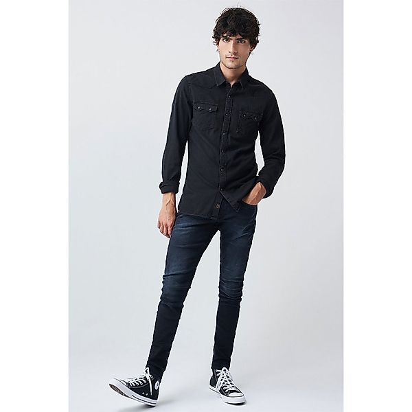 Salsa Jeans 125455-000 / Fit Slim S-repel Denim Langarm Hemd L Black günstig online kaufen