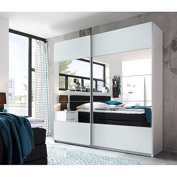 home24 loftscape Schwebetürenschrank Brownville Weiß mit Spiegel 215x210x60 günstig online kaufen