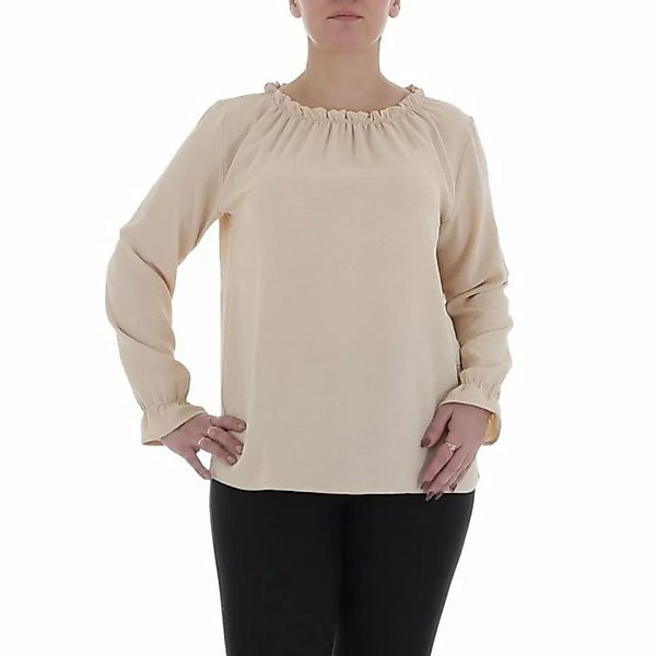 Ital-Design Langarmbluse Damen Elegant Bluse in Beige günstig online kaufen