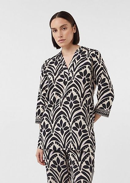comma casual identity 3/4-Arm-Shirt Lange Bluse mit V-Ausschnitt und All-ov günstig online kaufen