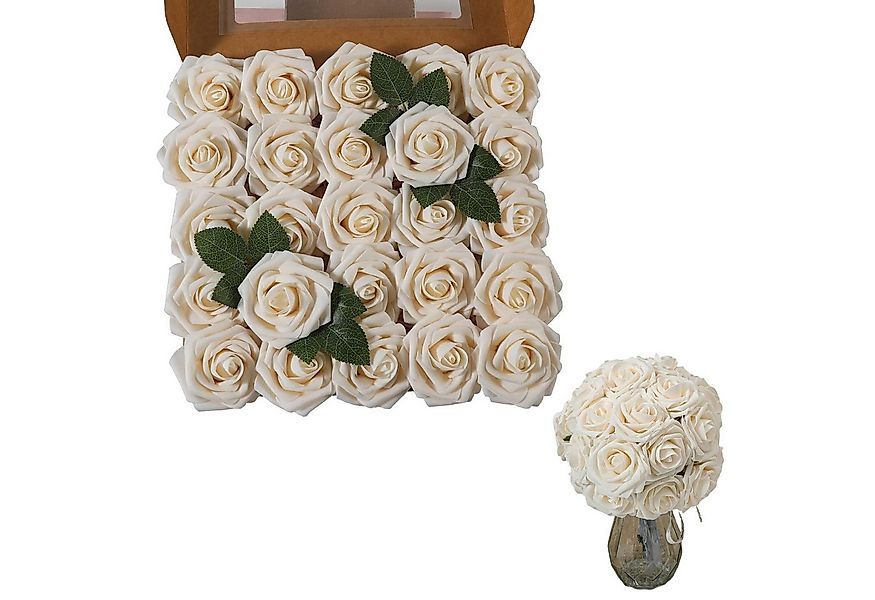 Kunstblume 25er Set Künstliche Schaumrosen Rose, REDOM, Höhe 21.5 cm, Kunst günstig online kaufen