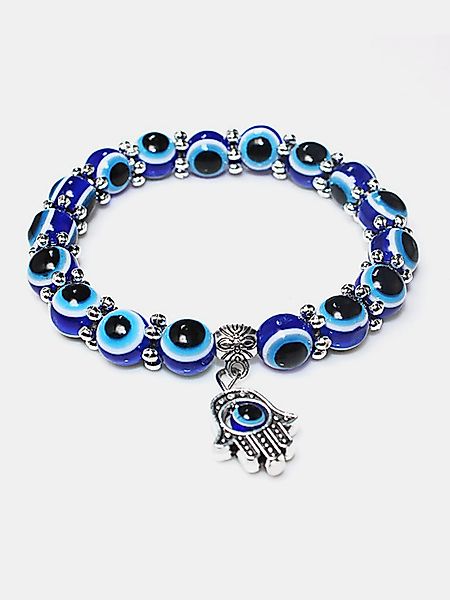 Retro dunkelblaues Auge Perlen Armband Tima Hand Lucky Armband für Damen günstig online kaufen