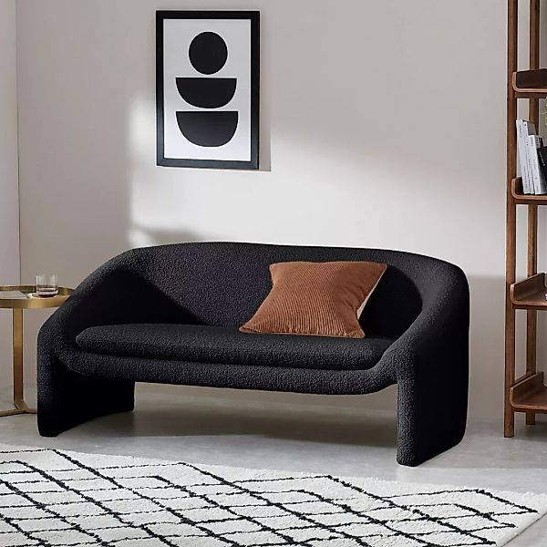 Shona 2-Sitzer Sofa, Boucle in Schwarz - MADE.com günstig online kaufen