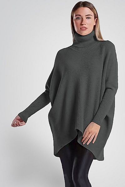 PEKIVESSA Longpullover Oversized langer Rollkragenpullover Damen Fledermaus günstig online kaufen