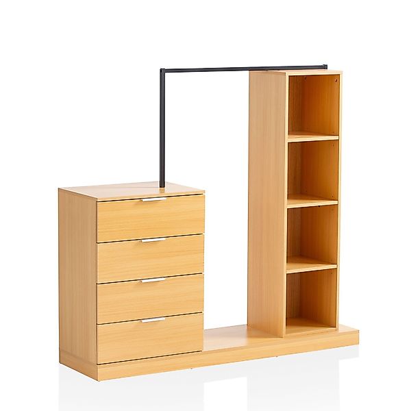 FINEBUY Garderobe Kleiderschrank Eiche 145 cm günstig online kaufen