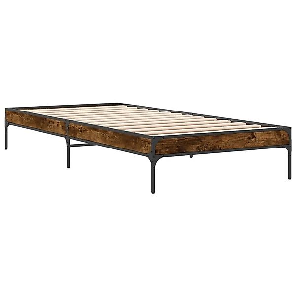 vidaXL Bettgestell Räuchereiche 90x190 cm Holzwerkstoff und Metall 845053 günstig online kaufen