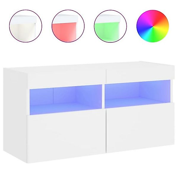 vidaXL TV-Schrank TV-Wandschrank mit LED-Leuchten Weiß 80x30x40 cm günstig online kaufen