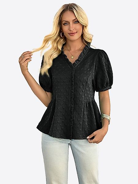 Imily Bela Kurzarmbluse Damen Oberteile mit Peplum-Puffärmeln (Packung, 1-t günstig online kaufen