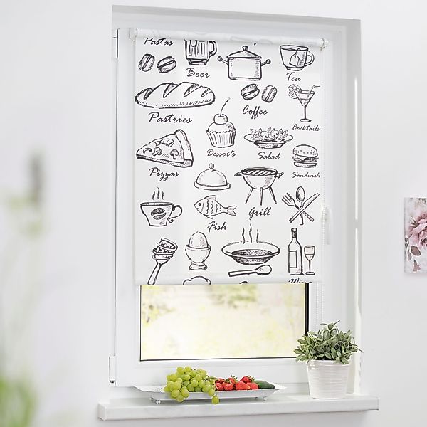 Seitenzugrollo Klemmfix Motiv Menü, LICHTBLICK ORIGINAL, günstig online kaufen