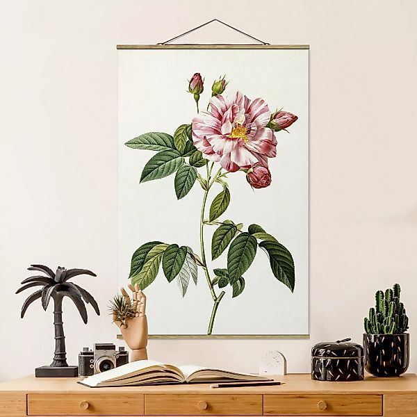 Stoffbild Blumen mit Posterleisten - Hochformat Pierre Joseph Redouté - Ros günstig online kaufen
