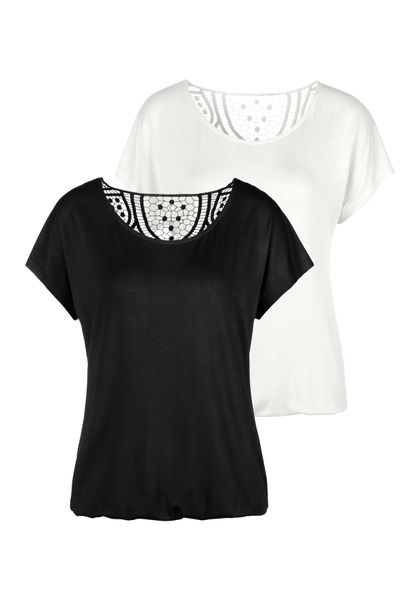 Vivance Kurzarmshirt "mit Häkelspitze am Rücken" 2er-Pack, aus weichem Visk günstig online kaufen