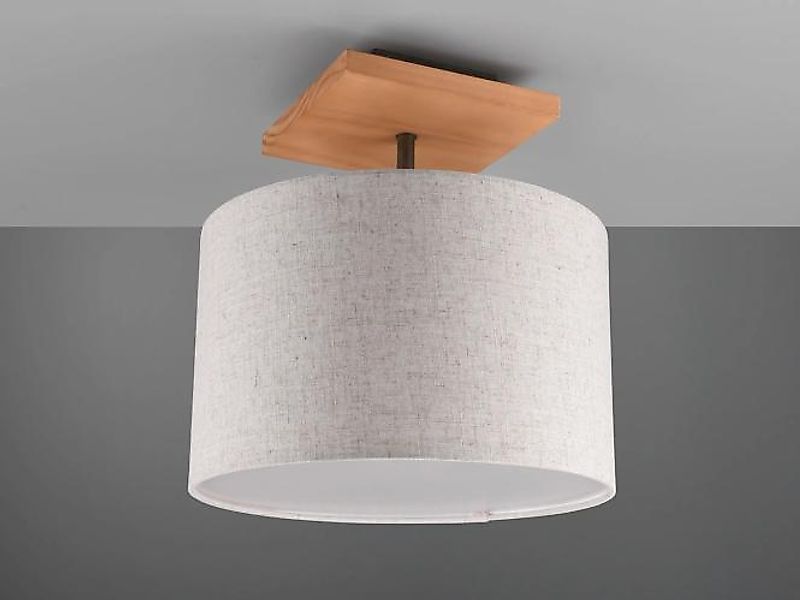 Deckenleuchte Nickel / Holzdeko / Beige 1 Stück Metall / Echtholz / Stoff H günstig online kaufen