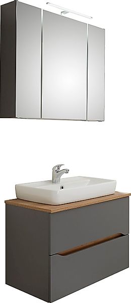 Saphir Badmöbel-Set »Quickset 2-teilig, Keramik-Aufsatzbecken mit LED-Spieg günstig online kaufen