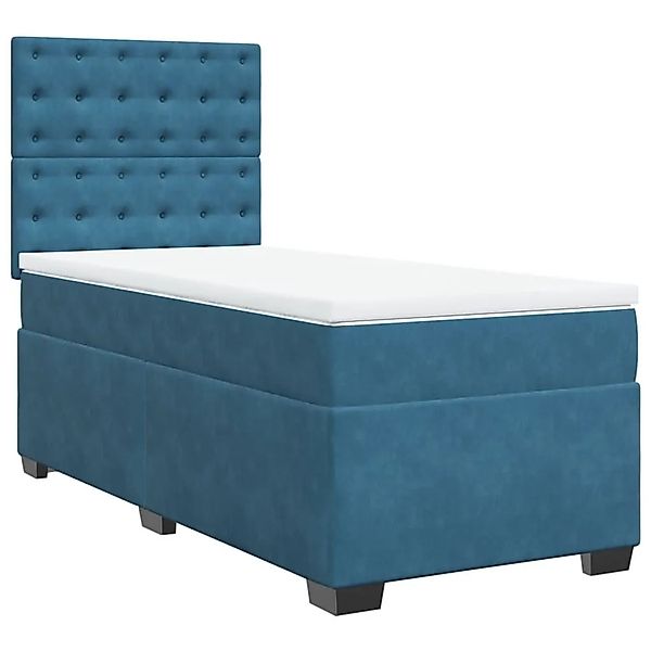 vidaXL Boxspringbett mit Matratze Blau 80x200 cm Samt 3290778 günstig online kaufen