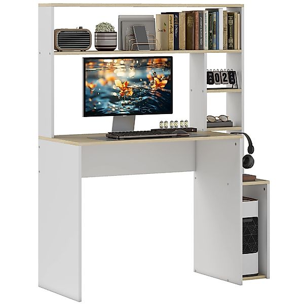 HOMCOM Computertisch Spanplatte Stahl 113L x 45B x 138,5H cm Eiche günstig online kaufen