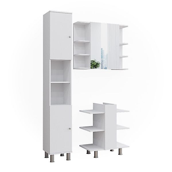 Vicco Badmöbel-Set Fynn, Weiß, 3 Teile, günstig online kaufen