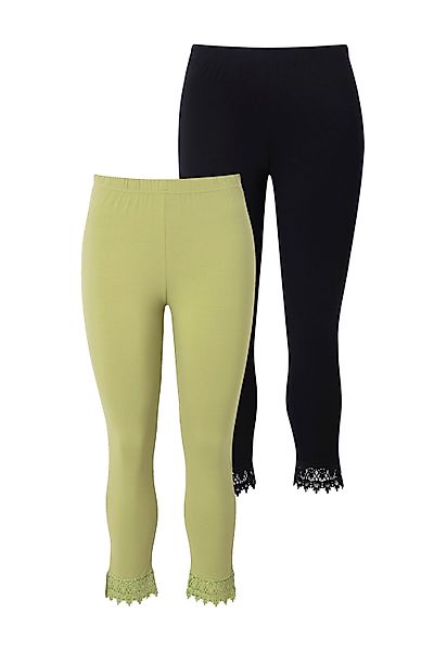 Ulla Popken Leggings 7/8-Leggings 2er-Pack Spitzensaum günstig online kaufen