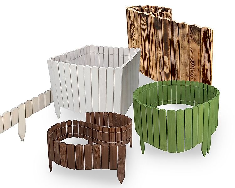 sunnypillow Holzzaun Flexibler Gartenzaun, Beeteinfassung Holz Beetumrandun günstig online kaufen