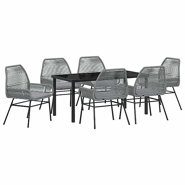 vidaXL Garten Essgruppe 7-Tlg Grau Poly Rattan 3380887 günstig online kaufen