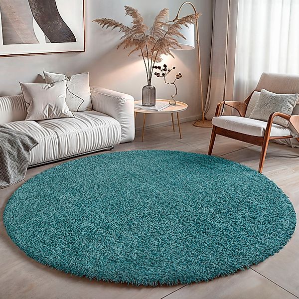 my home Hochflor-Teppich »Banji«, rund, 37 mm Höhe, Uni Farben, weich und f günstig online kaufen