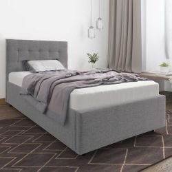 Polsterbett in Grau Webstoff modern günstig online kaufen