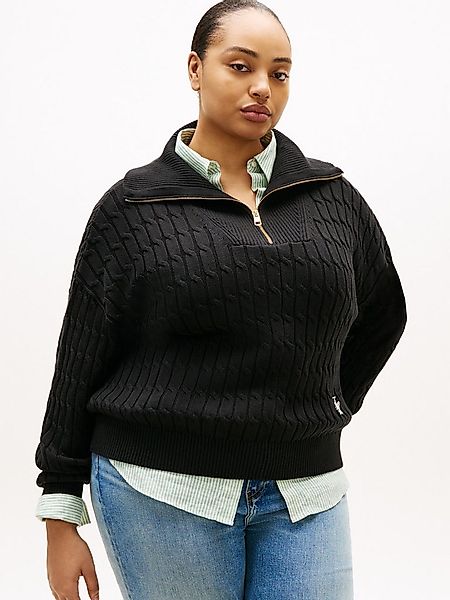 Tommy Hilfiger Curve Troyer CRV CO CABLE MID GG 1/2 ZIP SWT in großen Größe günstig online kaufen