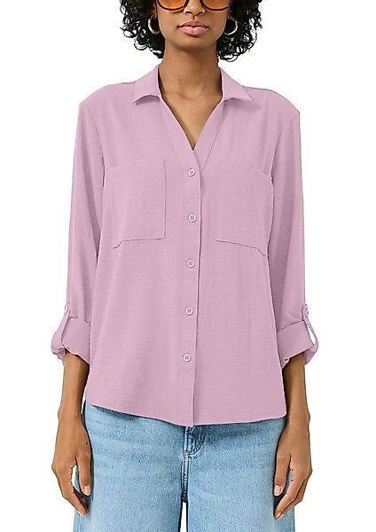 QS Langarmbluse mit Knopfleiste und Brusttaschen günstig online kaufen