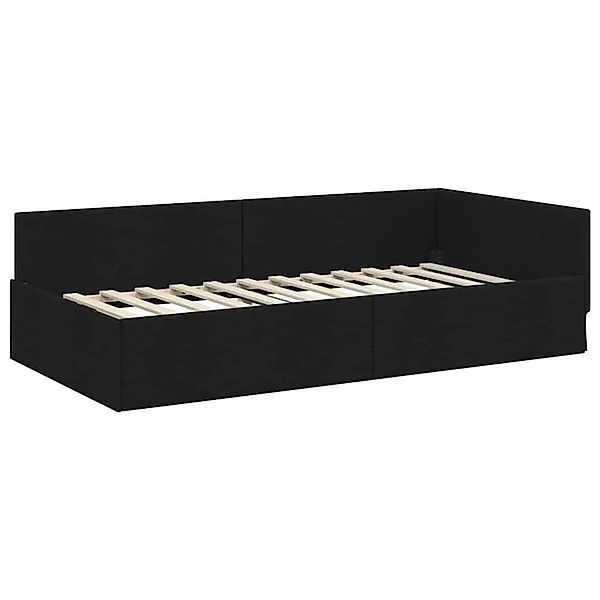vidaXL Eckbettgestell mit Kopfteil Schwarz 90 x 190 cm Stoff 42016037 günstig online kaufen