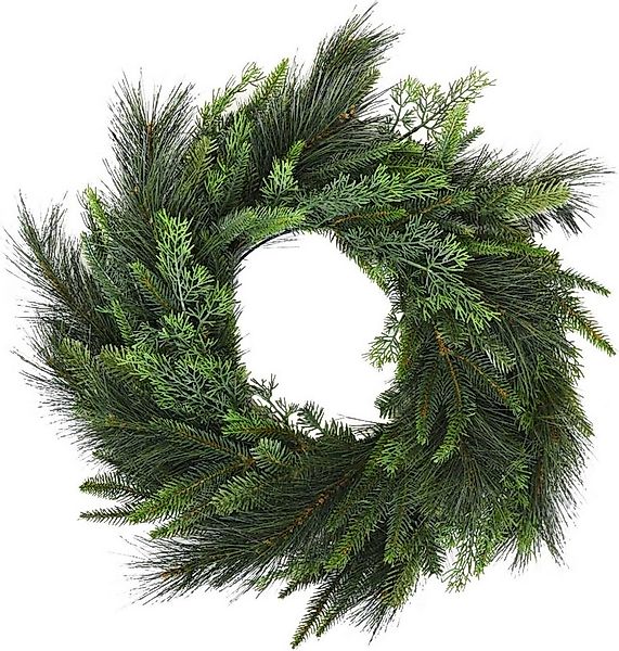 Kunstkranz Kunststoff SERTO Rund - Grün Naturgetreu, VIVANNO, Höhe 13 cm, 6 günstig online kaufen