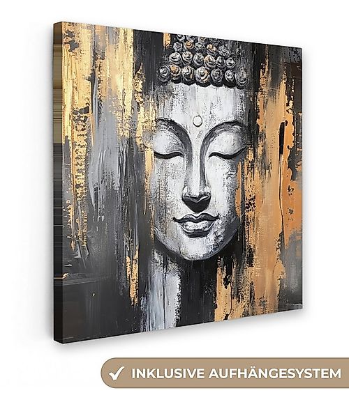 OneMillionCanvasses® Leinwandbild Buddha - Pinselstriche - Gold - Abstrakt, günstig online kaufen