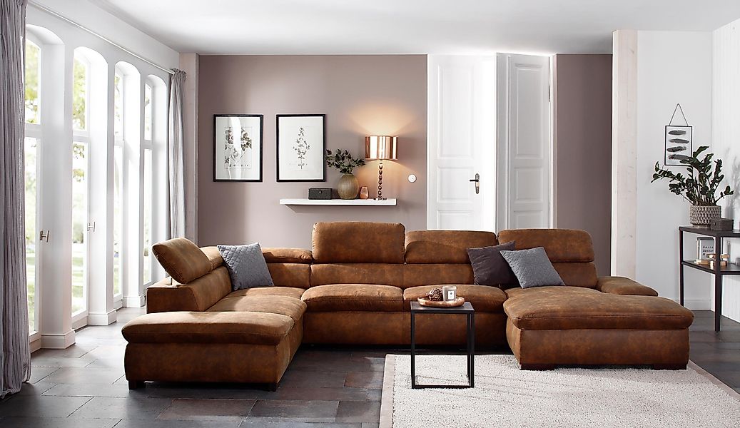 Home affaire Wohnlandschaft Alberto U-Form, mit günstig online kaufen