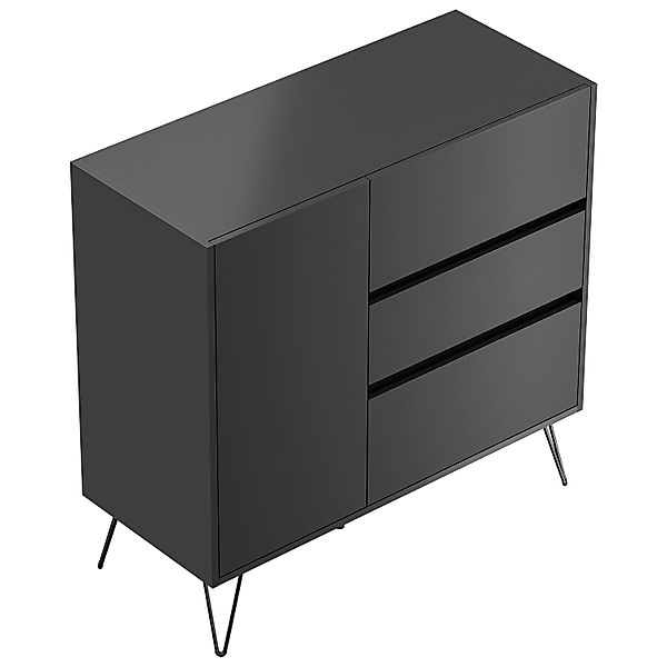 Posseik Sideboard Industrial L 3 Schubladen 1 Tür 100 cm Grafit günstig online kaufen