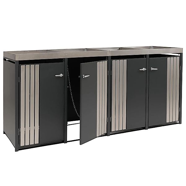 Proregal 4er-Mülltonnenverkleidung Mit Pflanzkasten HxBxT 125x260x84 cm Ant günstig online kaufen