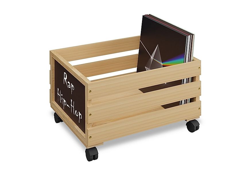 relaxdays Aufbewahrungsbox Schallplatten Kiste Bambus günstig online kaufen