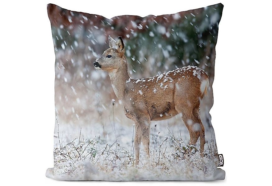 VOID Kissenbezug, (1 Stück), Weihnachtsdeko Rehkitz Reh Winter Schnee Weihn günstig online kaufen