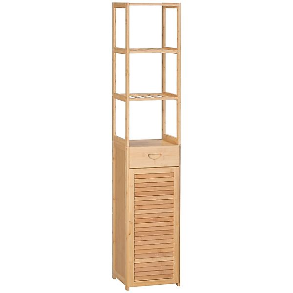 Kleankin Badezimmerschrank Bambus Naturholz 32L x 30B x 163H cm günstig online kaufen