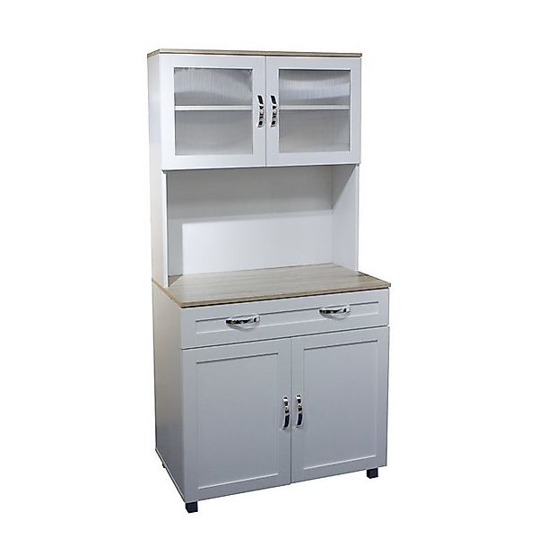 HTI-Living Hochschrank Küchenbuffet mit Glasteil Weiß günstig online kaufen