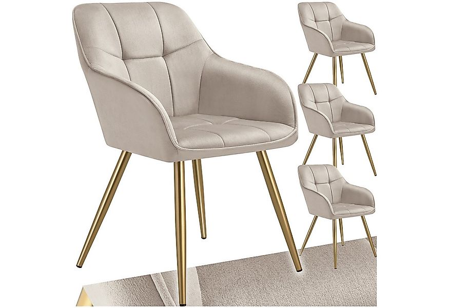 tectake Esszimmerstuhl Stuhl Marilyn, Samtoptik, gesteppt (Set, 4 St), Extr günstig online kaufen