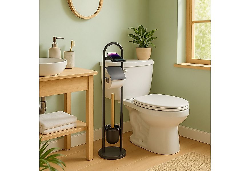 relaxdays WC-Garnitur mit Ablage, schwarz günstig online kaufen