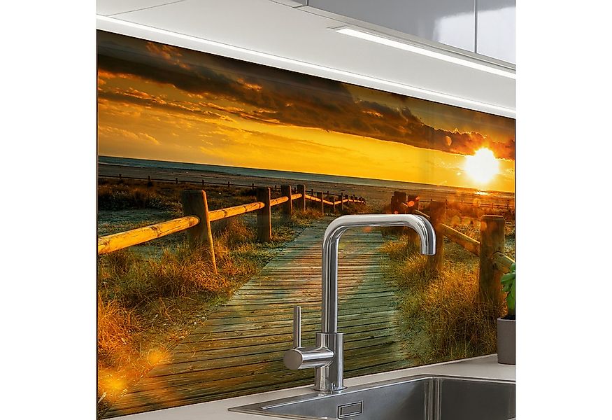 KitchenYeah Küchenrückwand selbstklebend Sonne - Strand - Düne - Horizont - günstig online kaufen