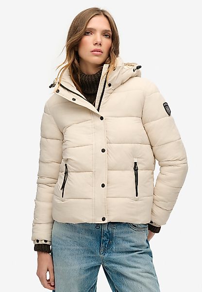Superdry Steppjacke "FAUX FUR SHORT HOOD PUFFER", mit Kapuze günstig online kaufen