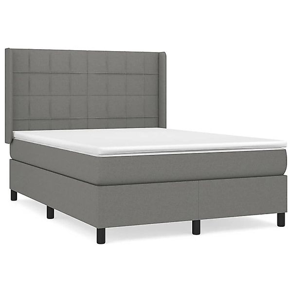 vidaXL Boxspringbett mit Matratze Dunkelgrau 140x190 cm Stoff1371500 günstig online kaufen