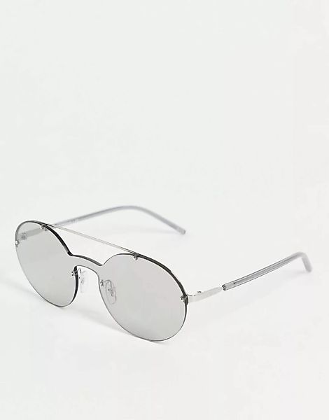 Emporio Armani – Sonnenbrille mit runden Gläsern-Silber günstig online kaufen